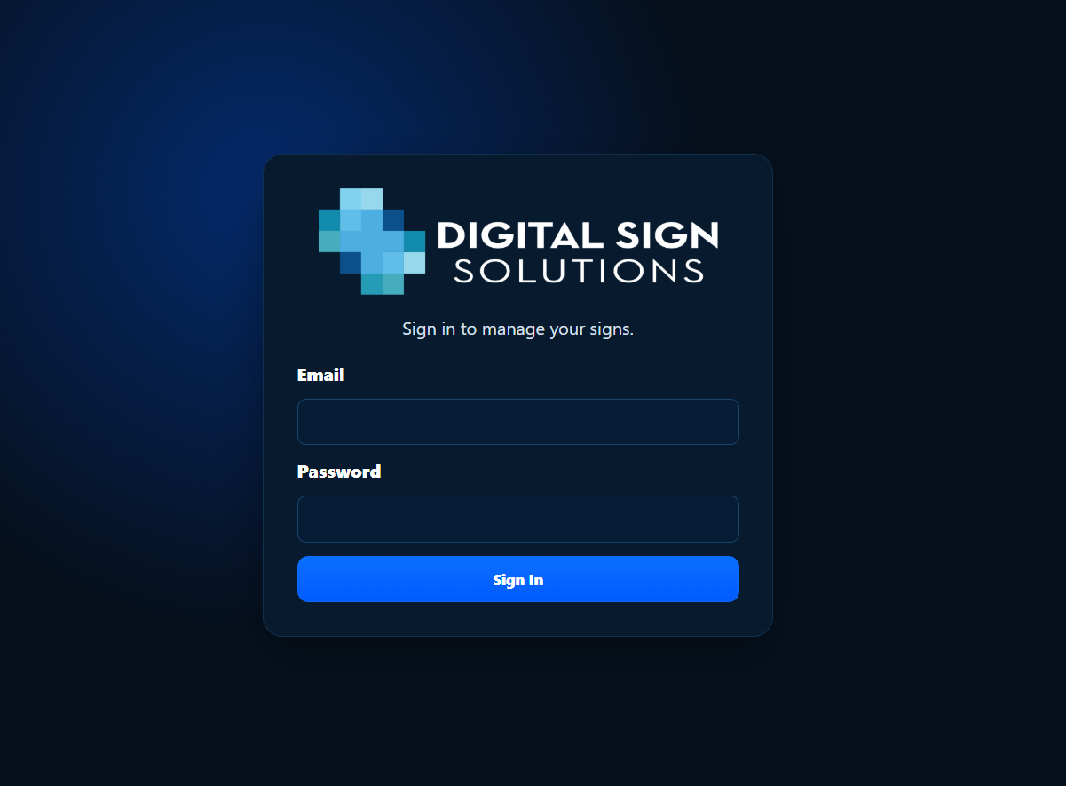 Sign Relief secure sign-management login screen